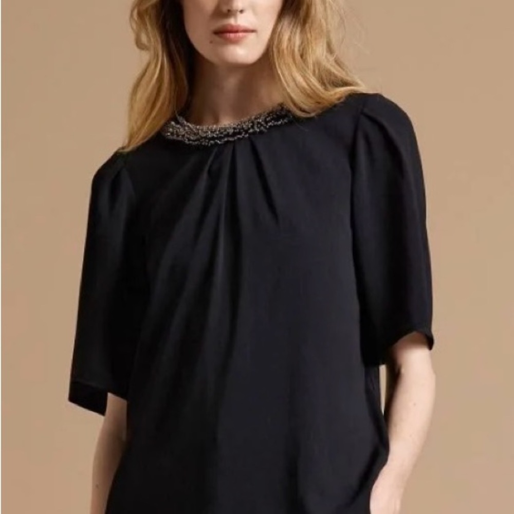 Elegant Black Beaded Women's Top